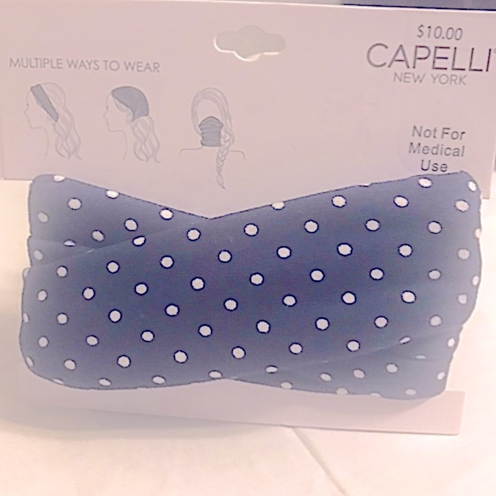 Capelli New York Multi-Use Navy/White Fashion Wrap, Headband and Mask, NWT